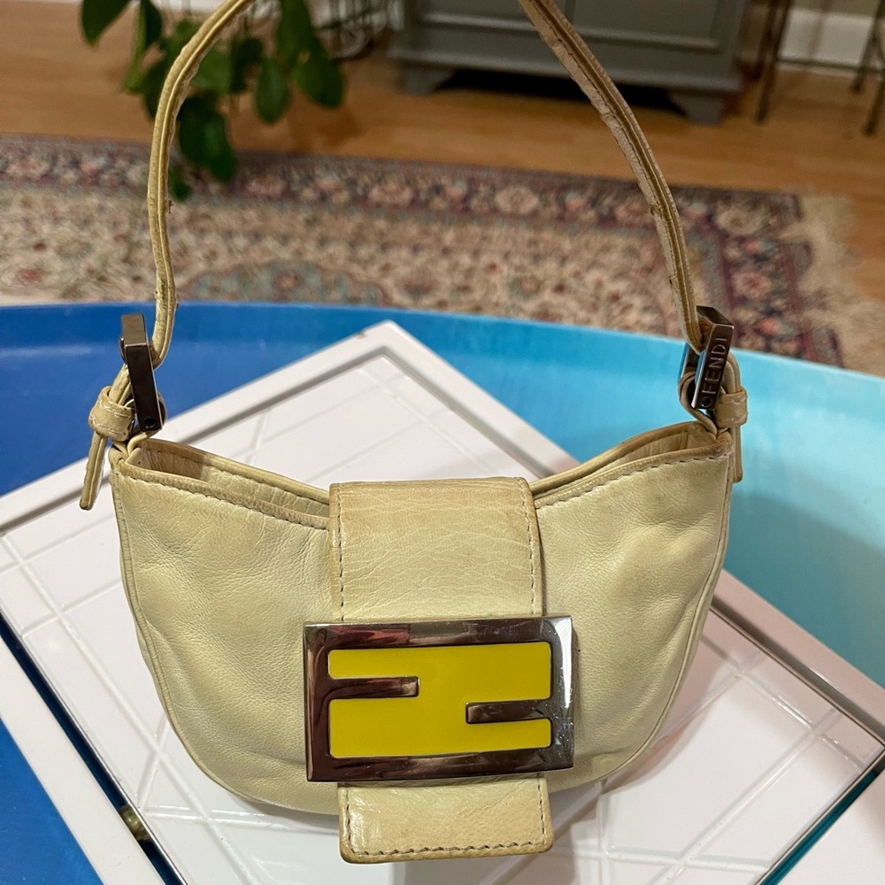 Fendi Cream Leather Mini Croissant Crescent Bag